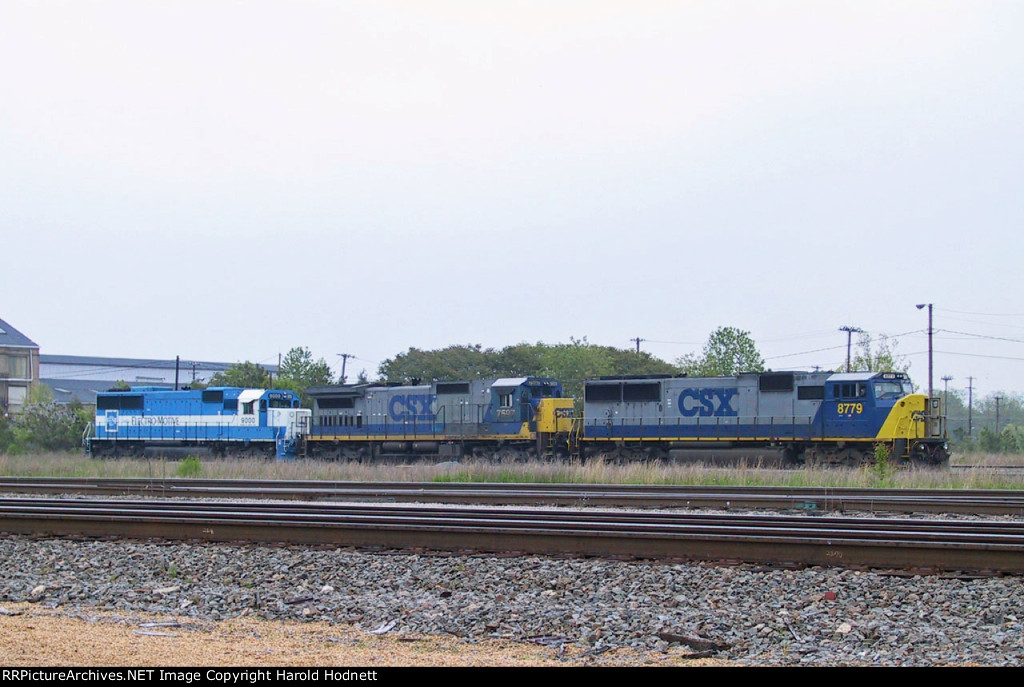 CSX 8779, CSX 7597, & EMDX 9000